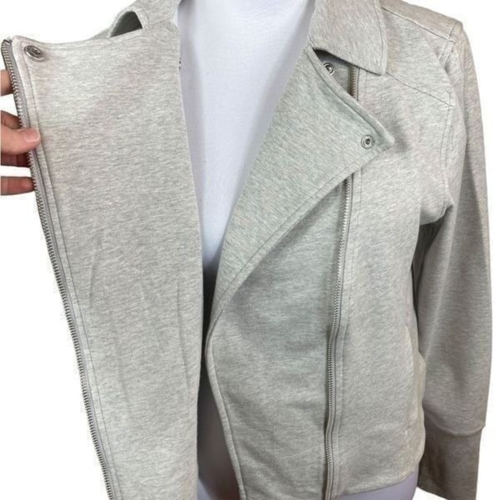 H by Halston Gray French Terry Motorcycle Jacket, Size 12 - Picture 5 of 8